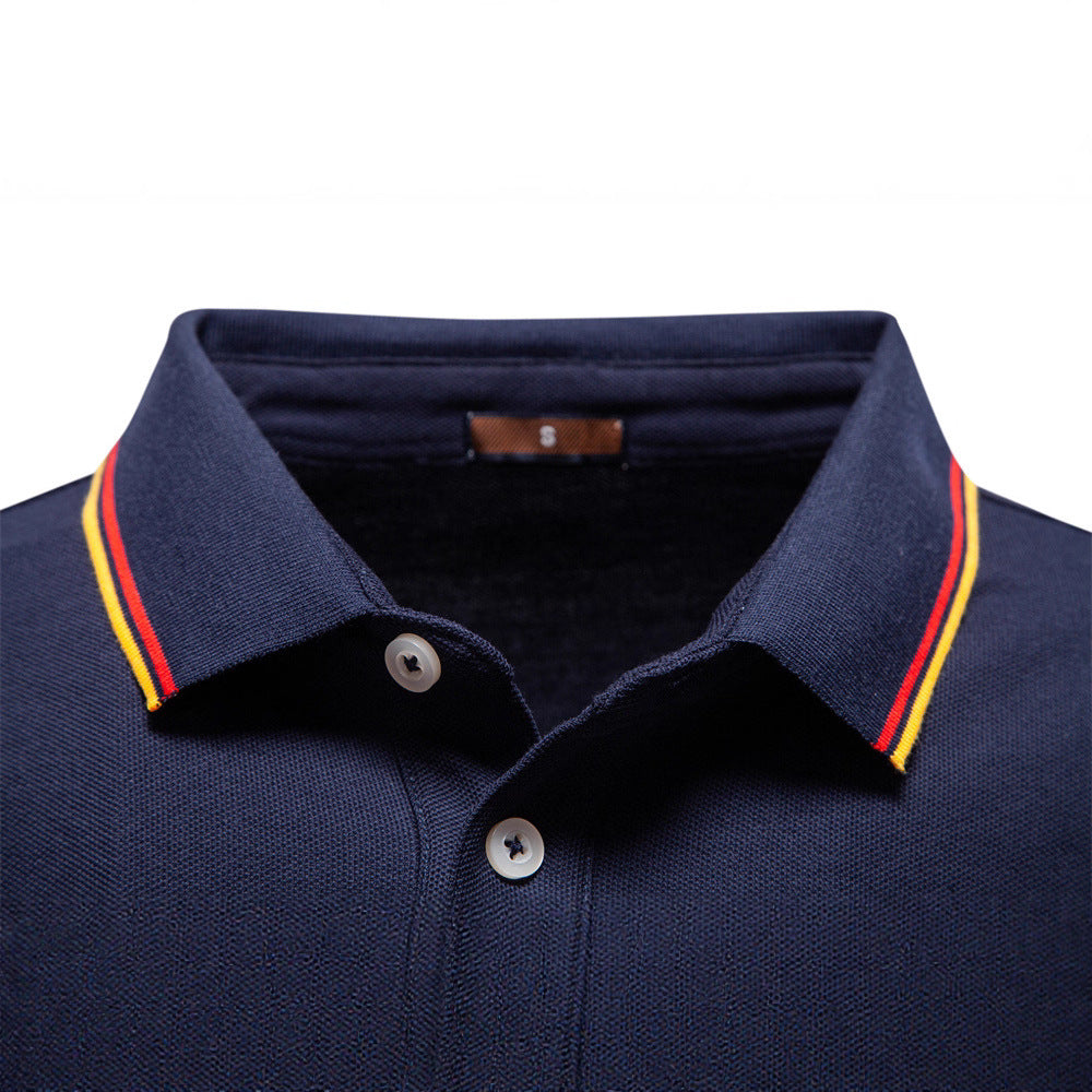 Herren Langarm Poloshirt mit Kontrastkragen