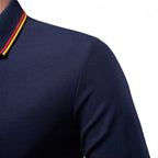 Heren poloshirt met lange mouwen en contrasterende kraag
