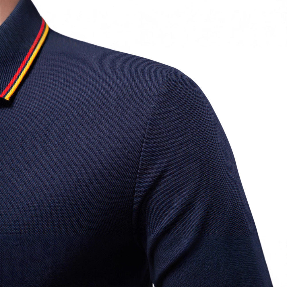 Herren Langarm Poloshirt mit Kontrastkragen
