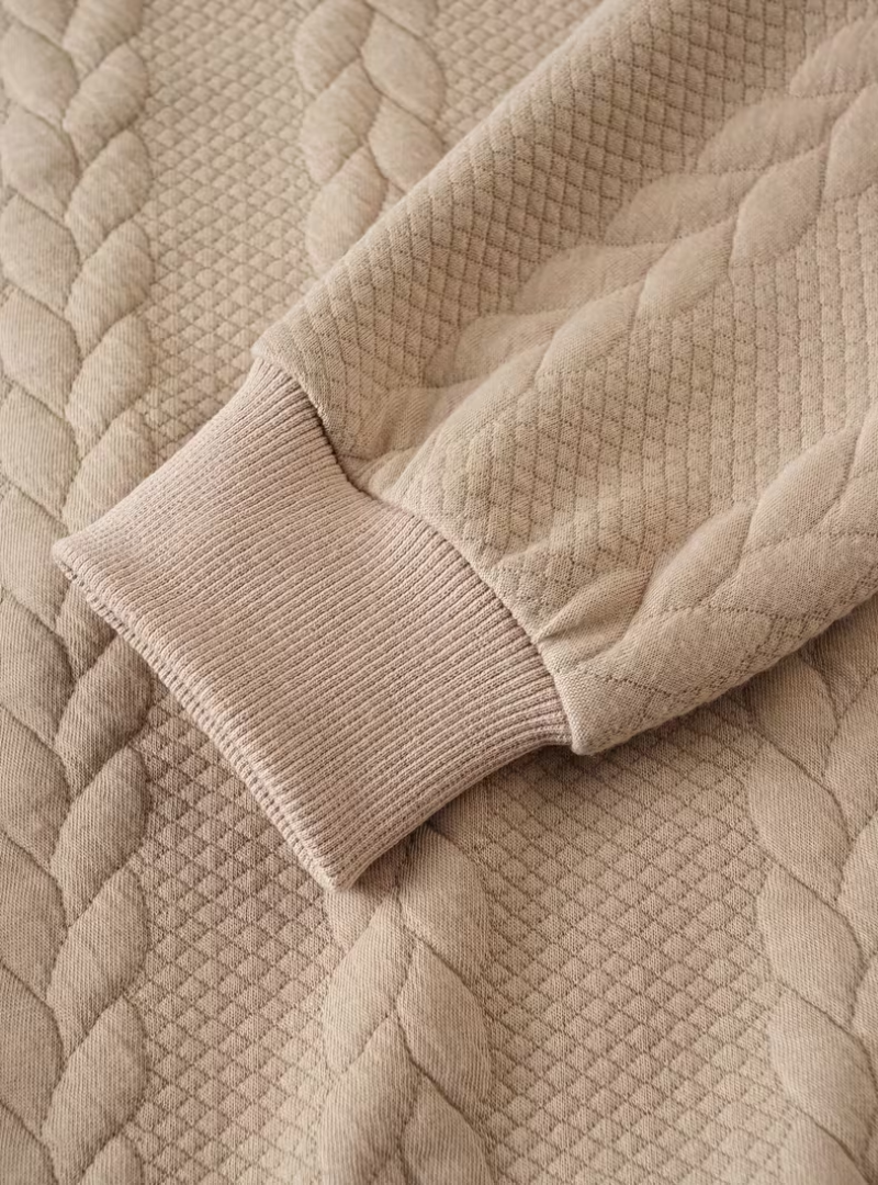 Herren Zopfmuster Pullover mit Reißverschlusskragen