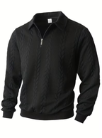 Pull homme à motif torsadé avec col zippé