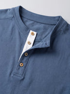 Herren Henley Shirt aus Baumwolle mit langen Ärmeln