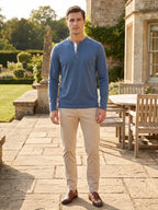 Herren Henley Shirt aus Baumwolle mit langen Ärmeln