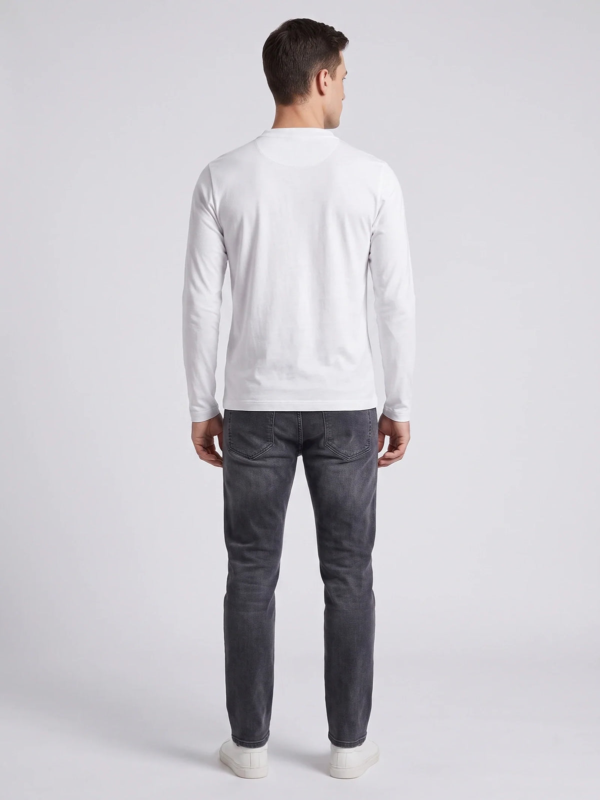 Herren Henley Shirt aus Baumwolle mit langen Ärmeln