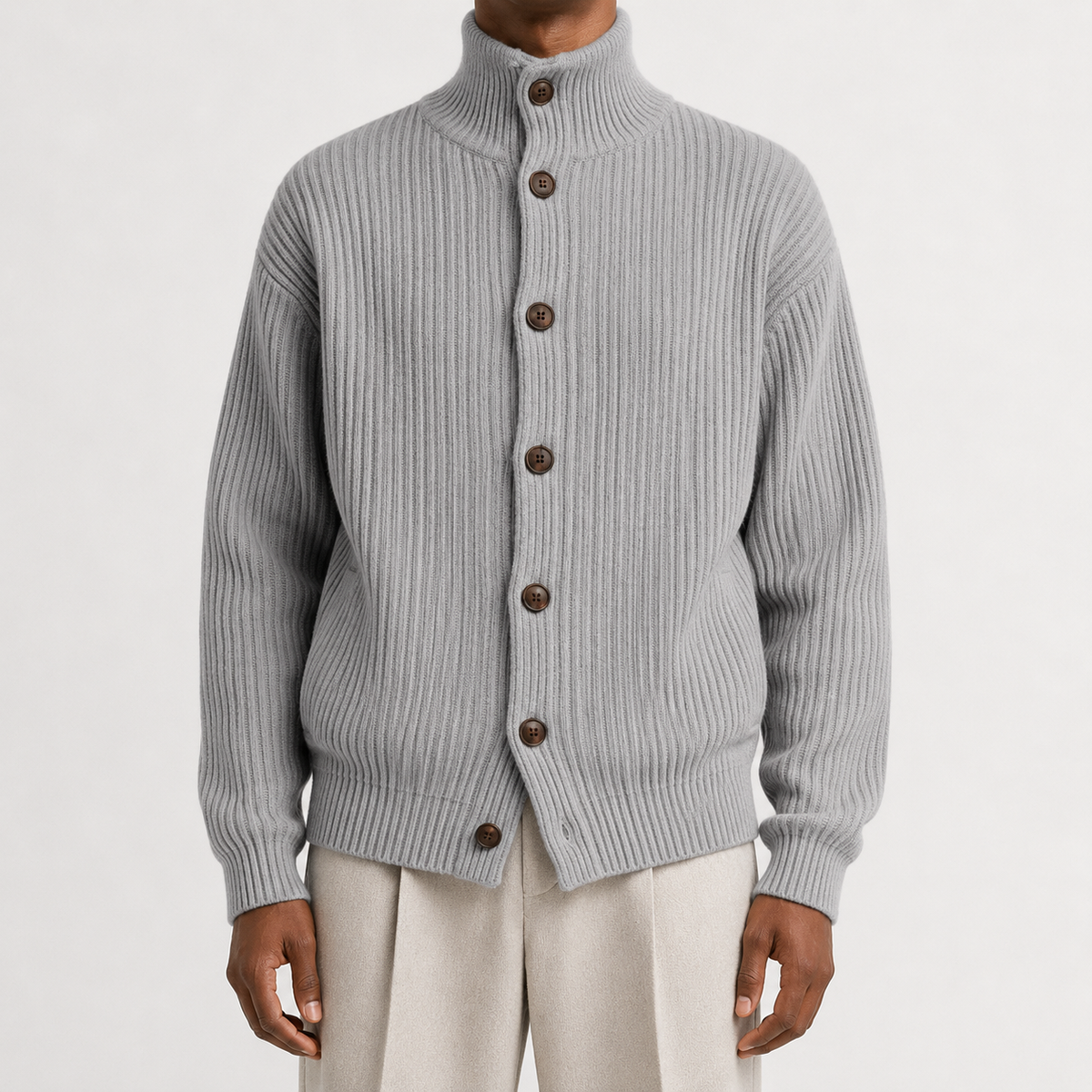 Herren Rollkragen-Strickjacke