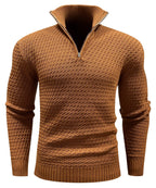 Heren Gestructureerde Half Zip Gebreide Trui