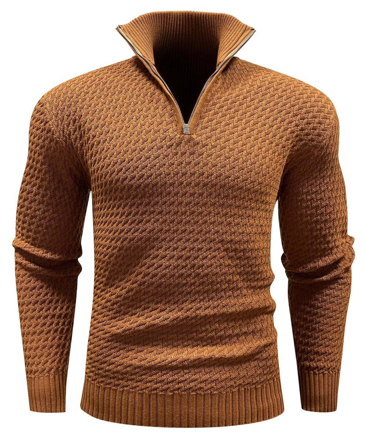 Herren Strukturierter Half Zip Strickpullover