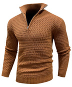 Heren Gestructureerde Half Zip Gebreide Trui