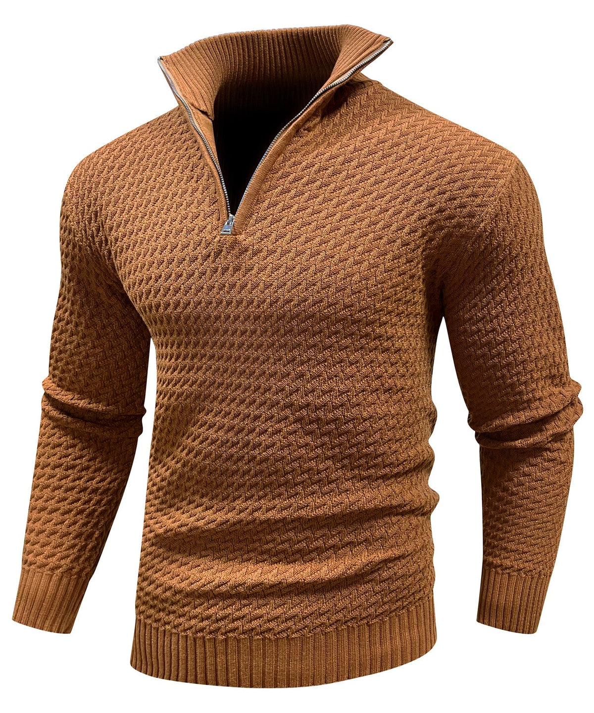 Herren Strukturierter Half Zip Strickpullover
