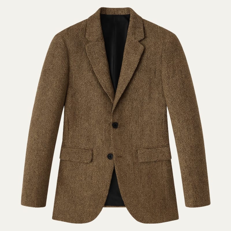 Blazer homme en mélange de laine coupe slim avec motif chevrons