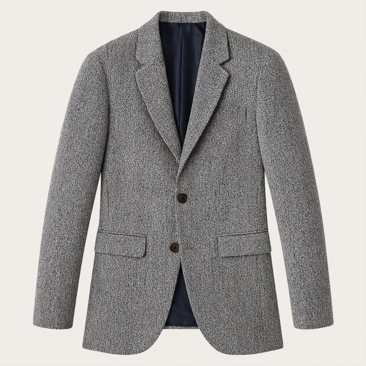 Blazer homme en mélange de laine coupe slim avec motif chevrons