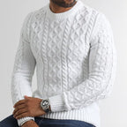 Herren Zopfmuster Pullover mit Rundhals