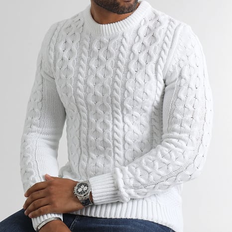 Herren Zopfmuster Pullover mit Rundhals