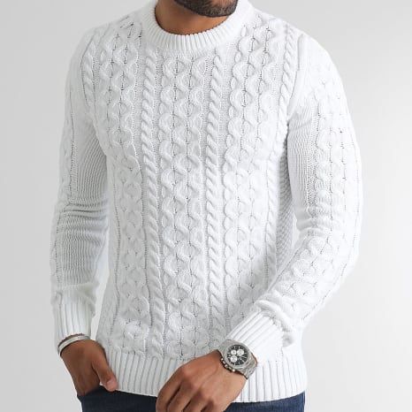 Herren Zopfmuster Pullover mit Rundhals