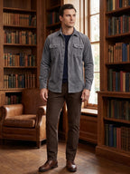Heren Slim Fit Twill Overhemd van Katoen
