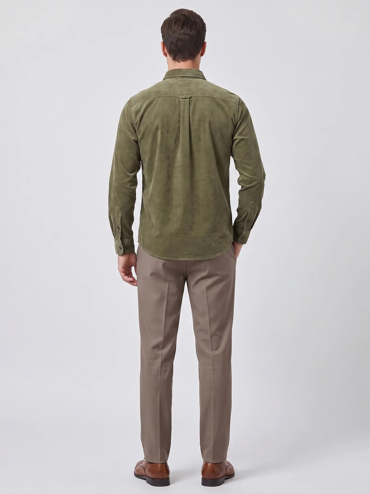 Heren Slim Fit Twill Overhemd van Katoen