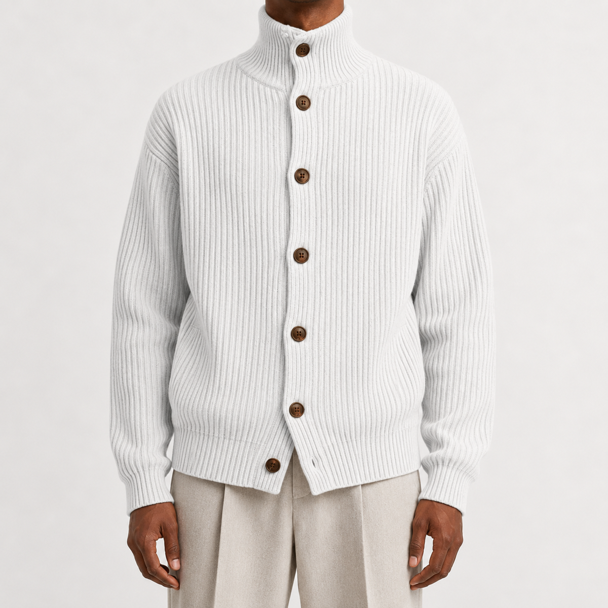 Herren Rollkragen-Strickjacke